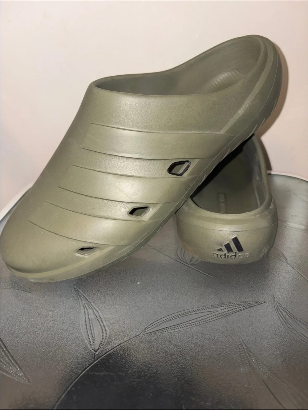 adidas Olive Green Slip-On Clogs men 10 USA